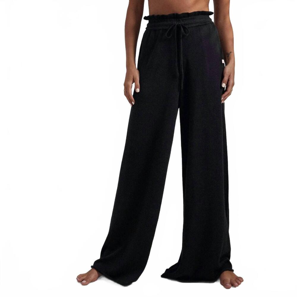 NEW LUNYA women's cozy cotton silk relaxed pant in black